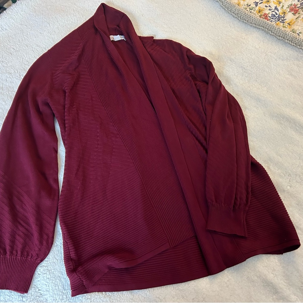 Women’s Liz Claiborne Size Large Tall Burgundy Cardigan